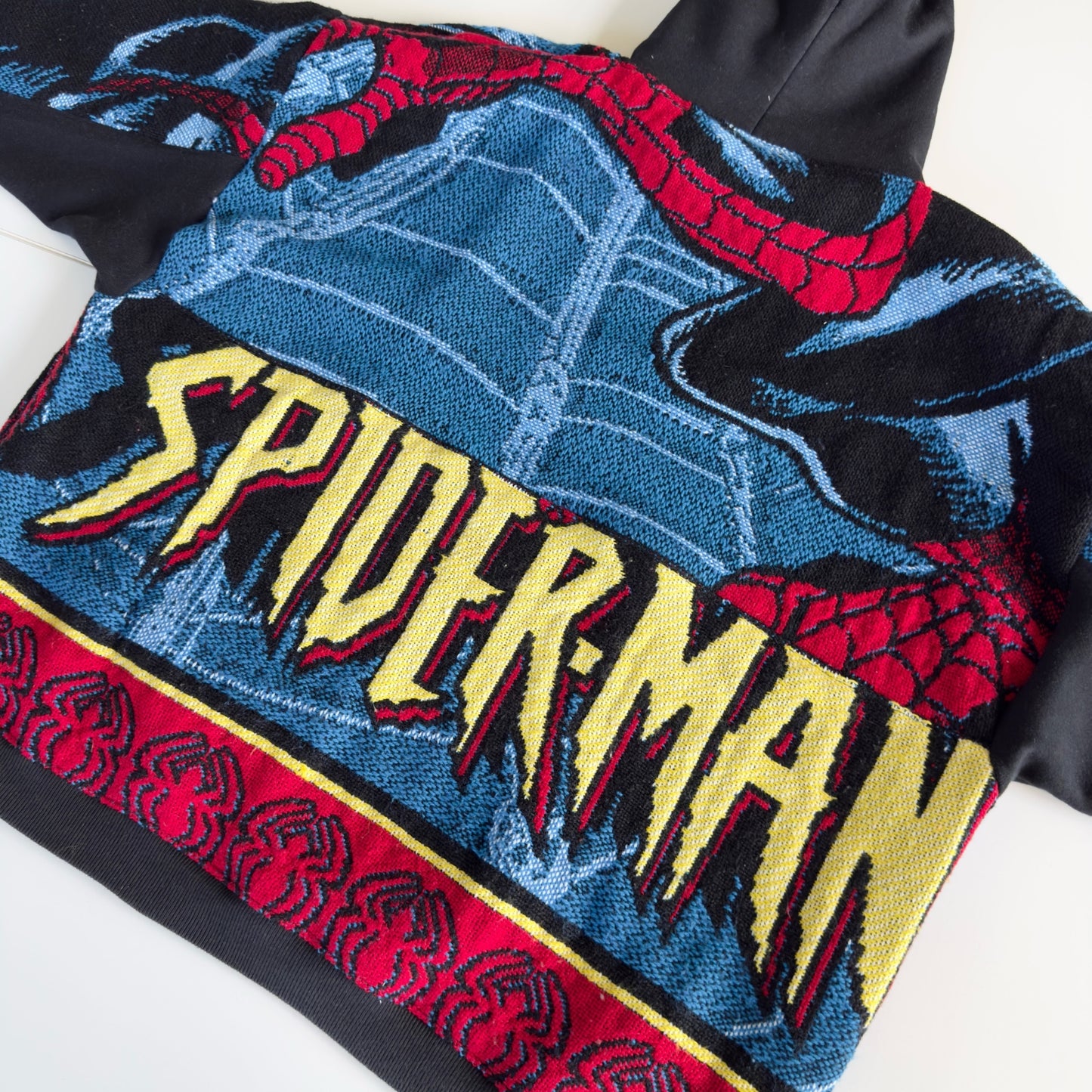Graphic woven knit hoodie