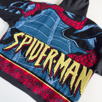Graphic woven knit hoodie