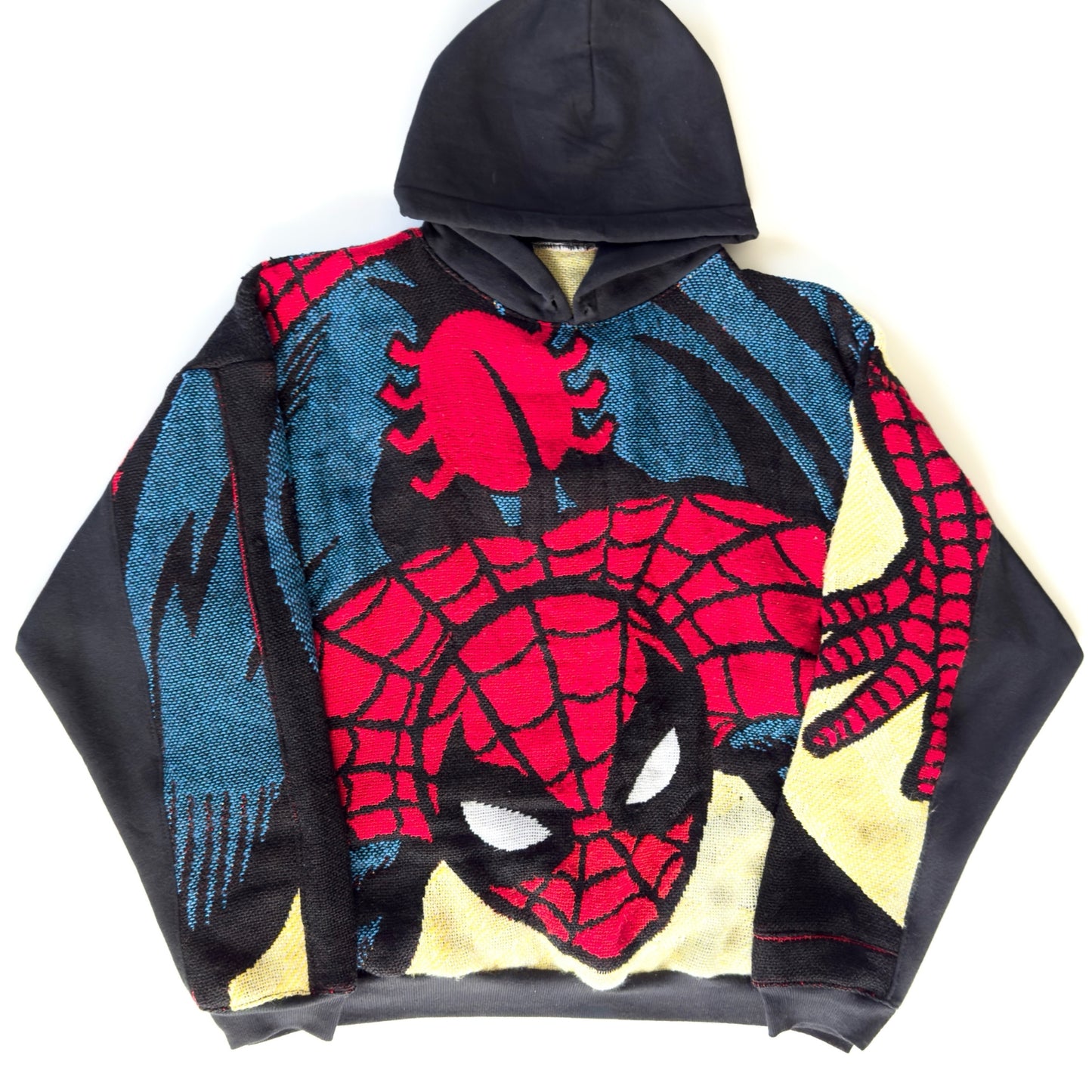 Graphic woven knit hoodie
