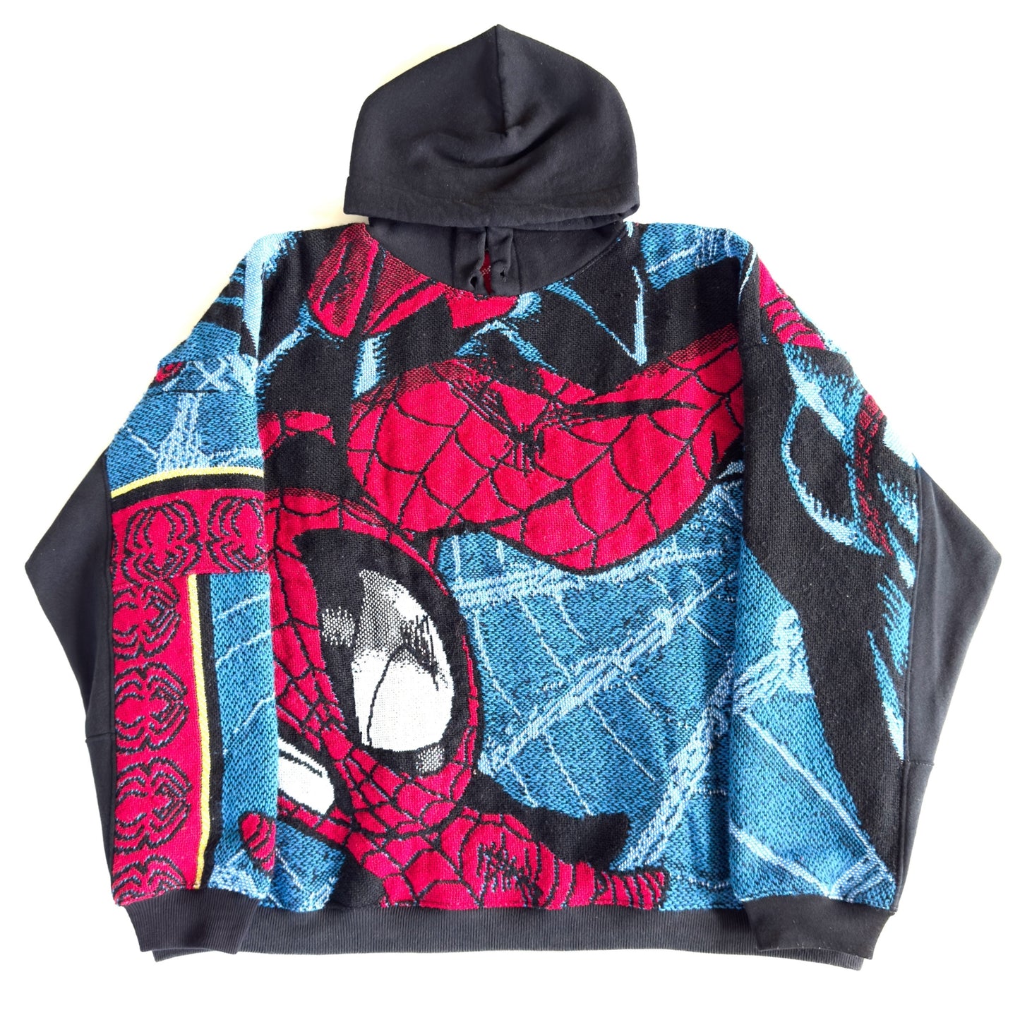 Graphic woven knit hoodie
